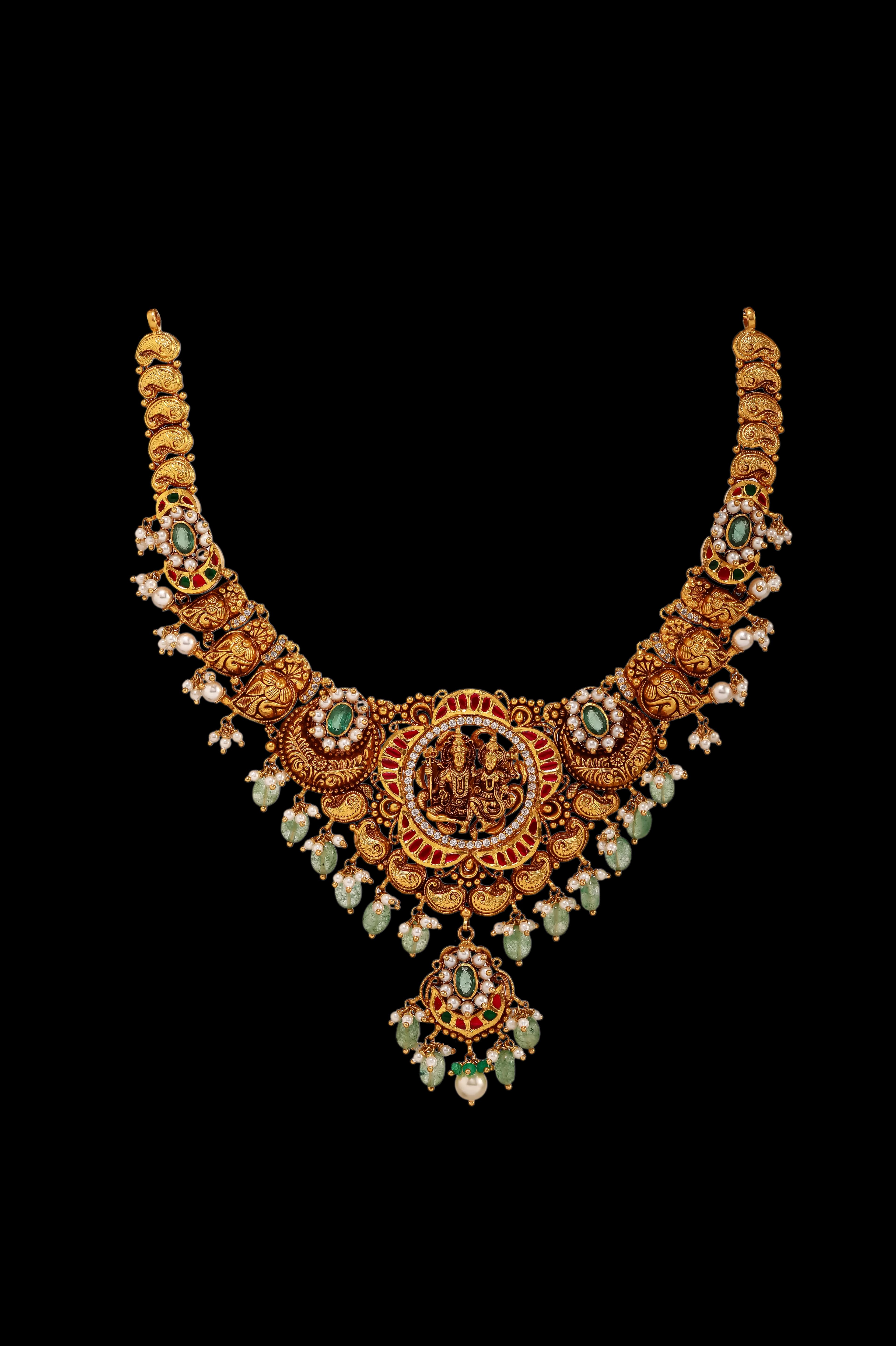 Antique gold temple jewellery necklace