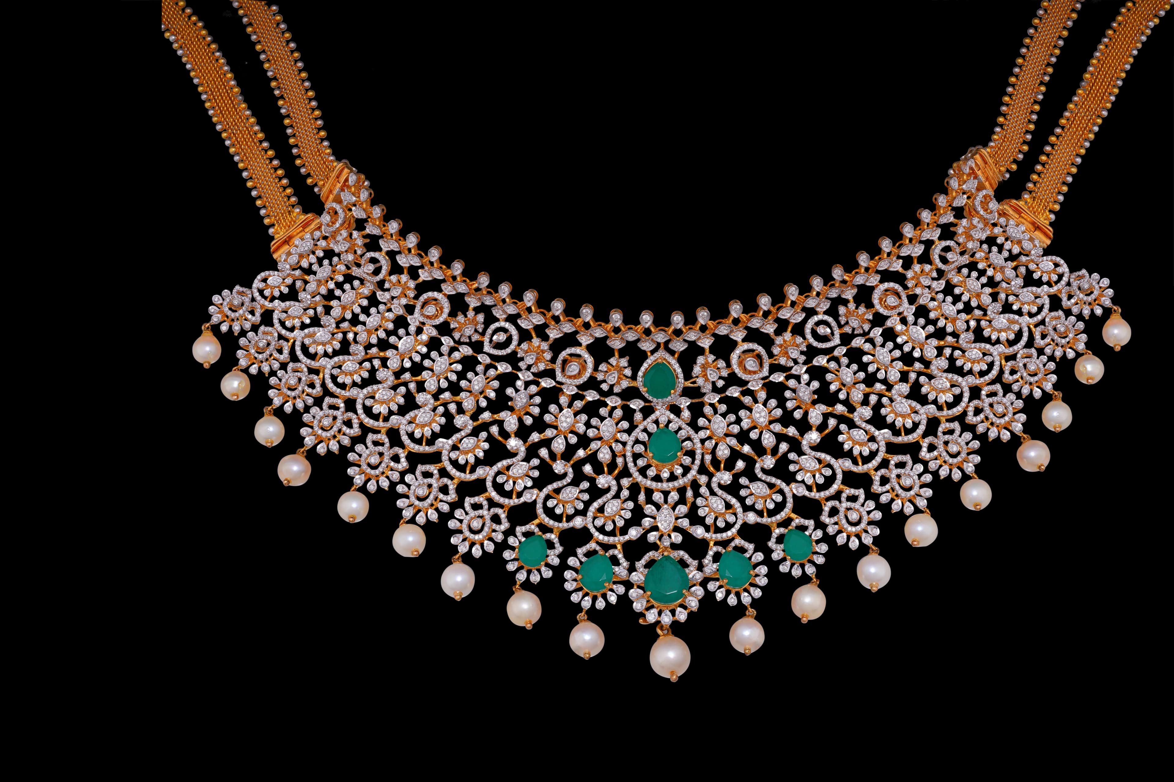 Diamond and pearl necklace