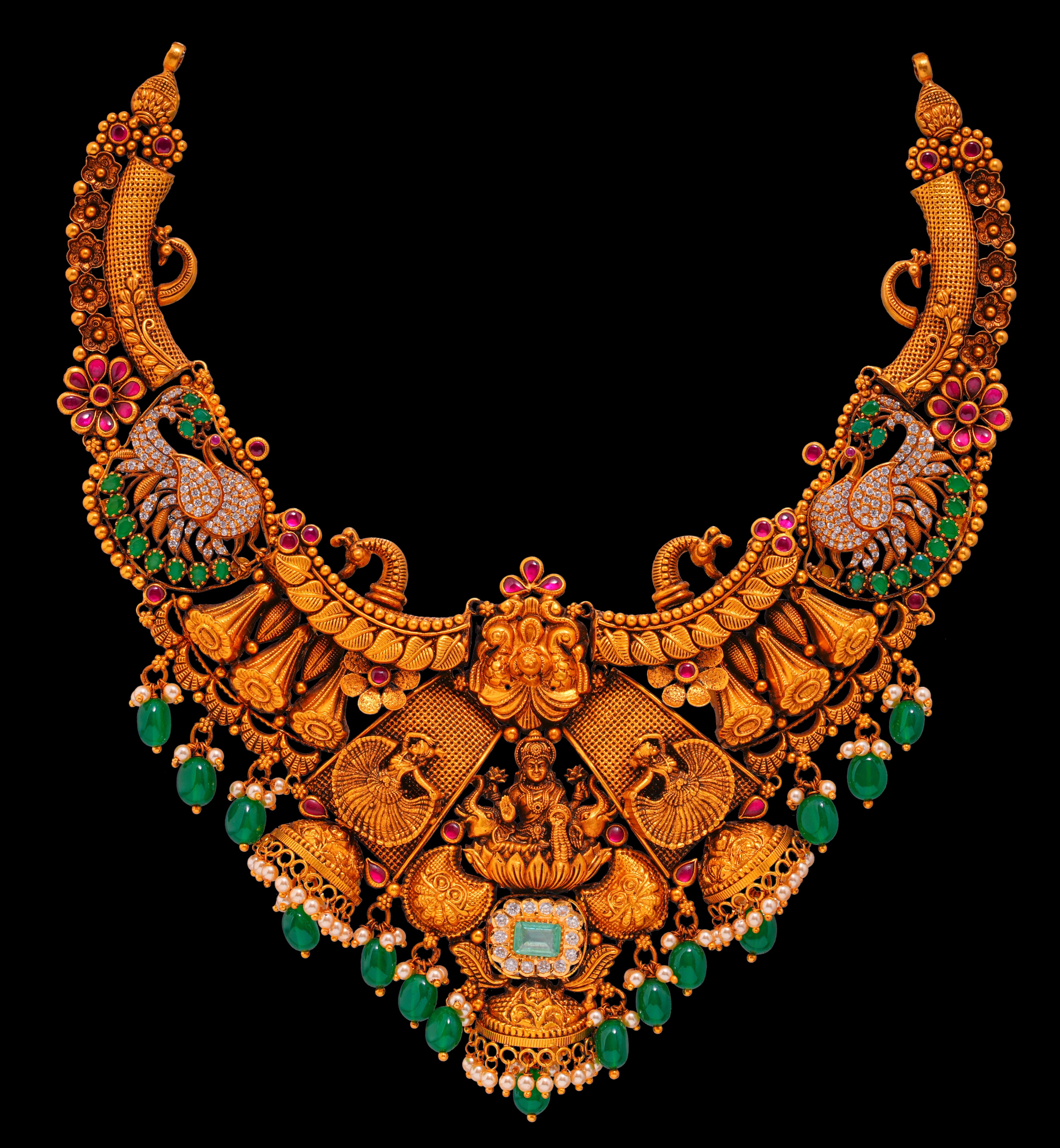 Heavy antique gold lakshmi temple necklace