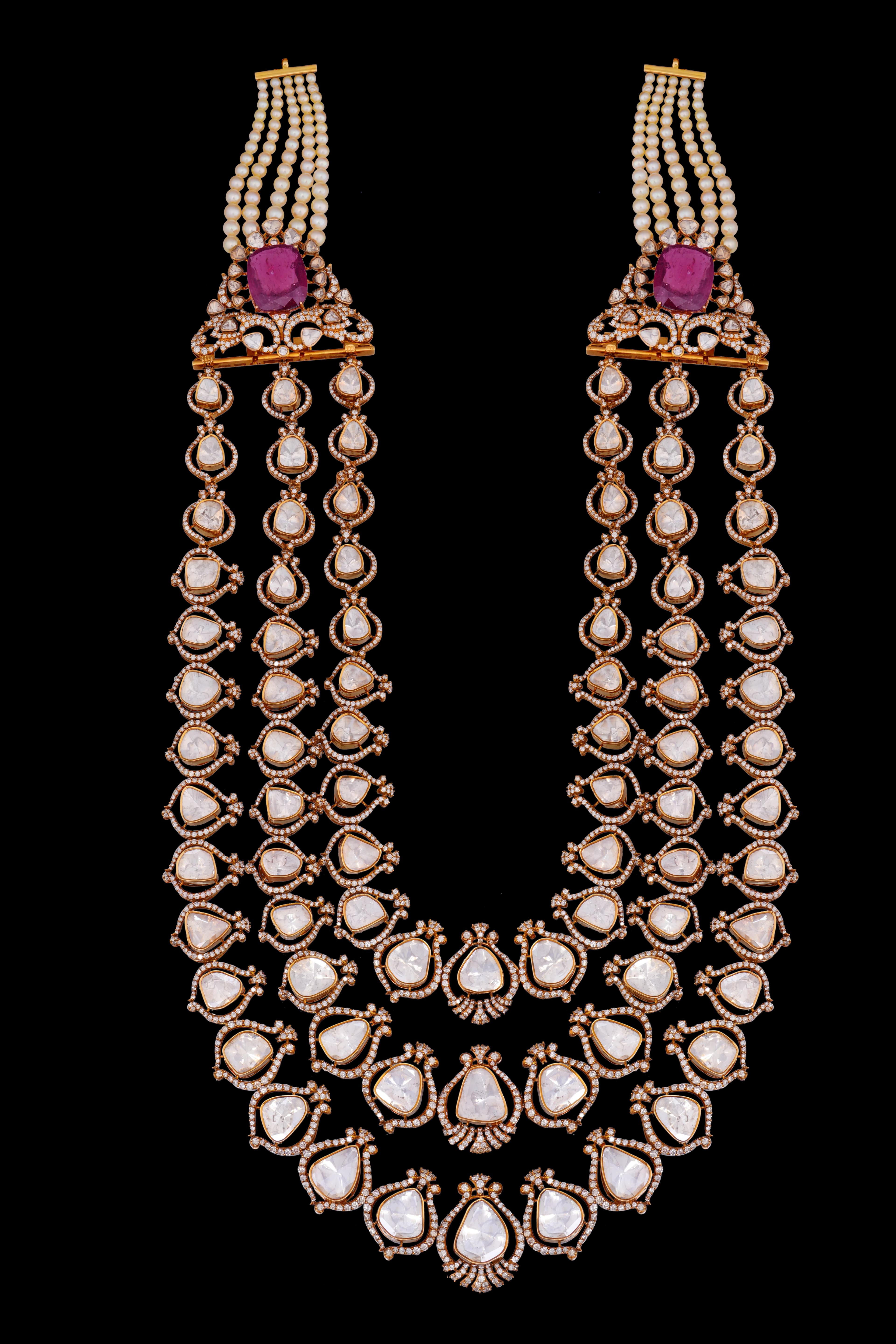 3 layered open polki rani haram